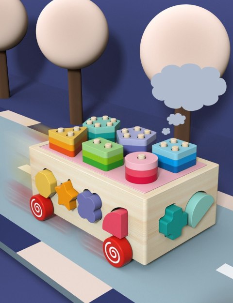 DREWNIANY SORTER KLOCKI Z KÓŁKAMI JHTOY-550