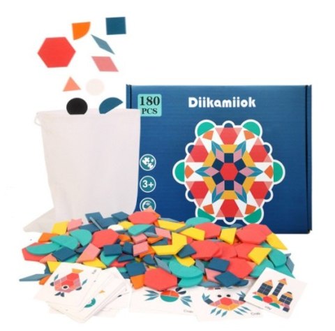 Puzzle drewniane układanka montessori kolorowa mozaika kształty 180 elementów Puzzle drewniane układanka montessori kolorowa mozaika kształty 180 elementów