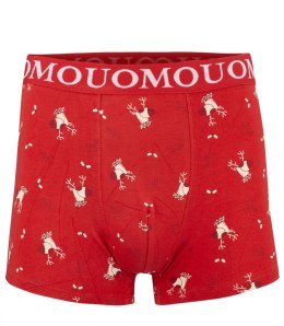 Bokserki świąteczne z Mikołajem męskie święta Prezent (Czerwony)