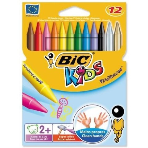Kredki świecowe BiC Kids Plastidecor 12 kolorów Kredki świecowe BiC Kids Plastidecor 12 kolorów