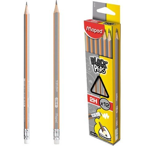 OŁÓWEK DREWNIANY MAPED BLACK'PEPS 2H Z GUMKĄ OŁÓWEK DREWNIANY MAPED BLACK'PEPS 2H Z GUMKĄ