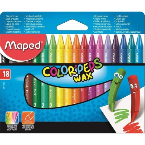 KREDKI ŚWIECOWE MAPED COLOR'PEPS WAX 18 KOLORÓW KREDKI ŚWIECOWE MAPED COLOR'PEPS WAX 18 KOLORÓW