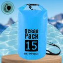 WOREK WODOODPORNY WODOSZCZELNY KAJAK TORBA PLECAK TURYSTYCZNY 15L NIEBIESKI