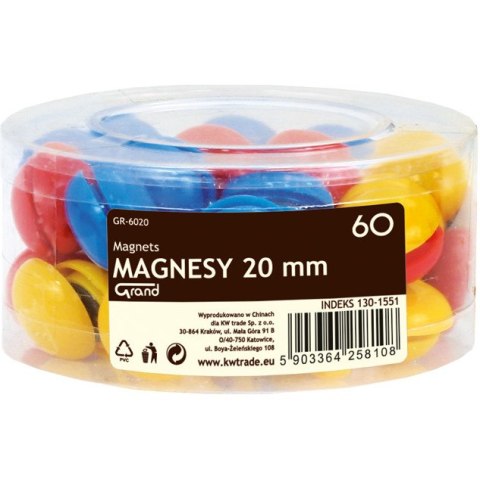 Magnesy do tablic Grand śr.20mm 3 kolory (3x20) Magnesy do tablic Grand śr.20mm 3 kolory (3x20)