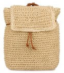 Plecak boho pleciony słomkowy letni stylowy na lato (Beżowy)