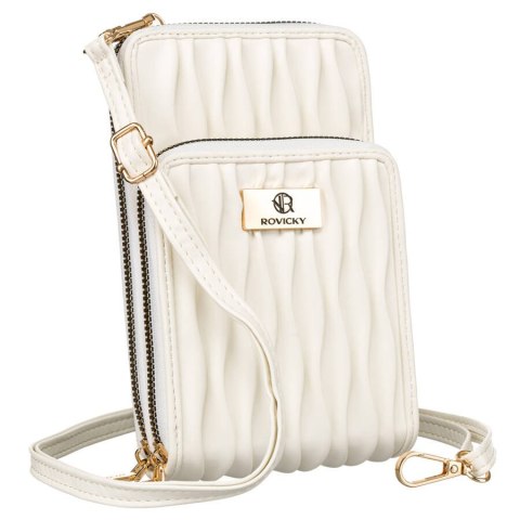 Biała torebka-portfel 2w1 podzielona na dwie komory - Rovicky
