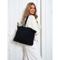 Czarna shopperka damska zawieszona na wygodnych uchwytach, zamykana na suwak - Peterson