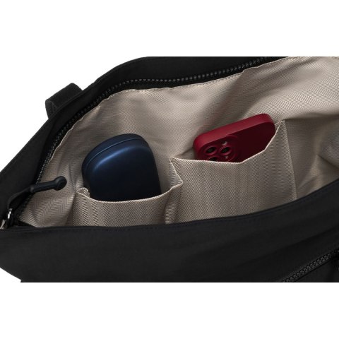 Czarna shopperka damska zawieszona na wygodnych uchwytach, zamykana na suwak - Peterson