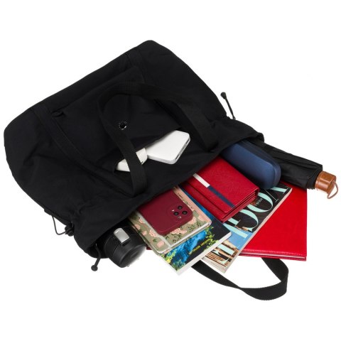 Czarna shopperka damska zawieszona na wygodnych uchwytach, zamykana na suwak - Peterson