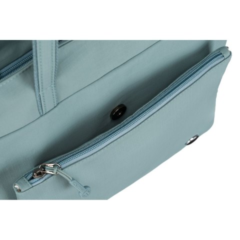 Niebieska, jednokomorowa shopperka damska z poliestru z kieszenią na froncie - Peterson