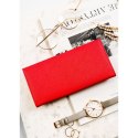 Portfel damski ze skóry ekologicznej w czerwonym kolorze zamykany na zatrzask i bigiel - 4U Cavaldi