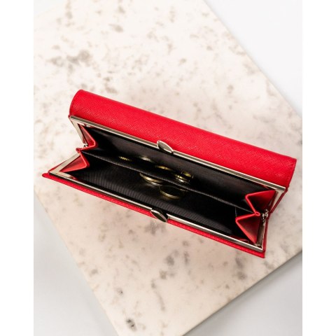 Portfel damski ze skóry ekologicznej w czerwonym kolorze zamykany na zatrzask i bigiel - 4U Cavaldi