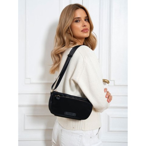 Czarna, nylonowa listonoszka damska z kieszonką zewnętrzną - Peterson