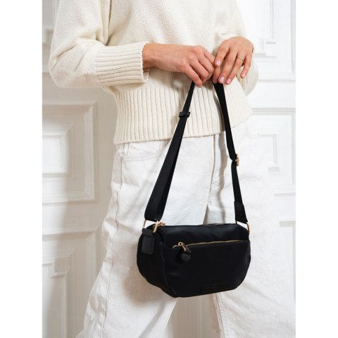 Czarna, nylonowa listonoszka damska z kieszonką zewnętrzną - Peterson