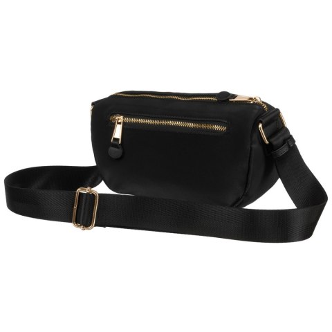 Czarna, nylonowa listonoszka damska z kieszonką zewnętrzną - Peterson