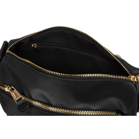 Czarna, nylonowa listonoszka damska z kieszonką zewnętrzną - Peterson