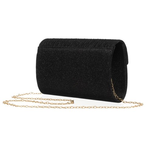 Czarna kopertówka damska ze wzorem w jodełkę zawieszona na łańcuszku - Rovicky