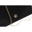 Czarna kopertówka damska ze wzorem w jodełkę zawieszona na łańcuszku - Rovicky