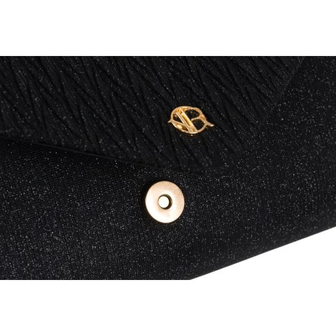 Czarna kopertówka damska ze wzorem w jodełkę zawieszona na łańcuszku - Rovicky