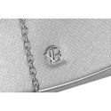 Srebrna kopertówka damska z tkaniny syntetycznej zawieszona na eleganckim łańcuszku - Rovicky