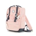 Szaro-różowy plecak damski zawieszony na regulowanych szelkach - Himawari Szaro-różowy plecak damski zawieszony na regulowanych szelkach - Himawari