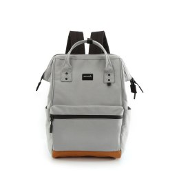 Szary, pojemny plecak damski z portem USB zawieszony na regulowanych szelkach - Himawari