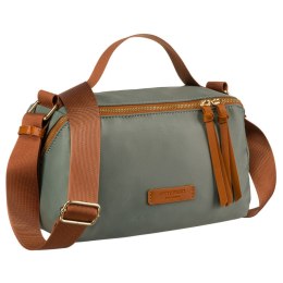 Zielono-brązowa listonoszka damska z nylonu i skóry ekologicznej - Peterson