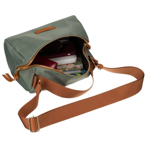 Zielono-brązowa listonoszka damska z nylonu i skóry ekologicznej - Peterson