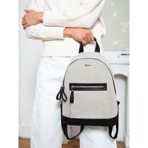 Duży, miejski plecak damski w beżowym kolorze płótno canvas - Peterson Duży, miejski plecak damski w beżowym kolorze płótno canvas - Peterson