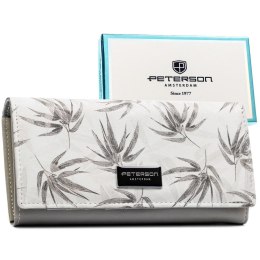 Duży, biały portfel damski ze skóry ekologicznej i naturalnej z systemem RFID - Peterson