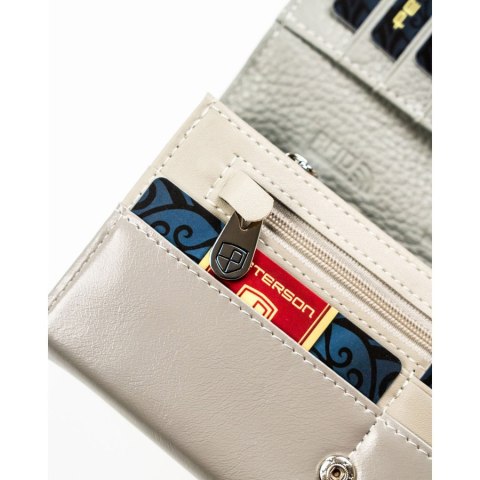 Duży, biały portfel damski ze skóry ekologicznej i naturalnej z systemem RFID - Peterson