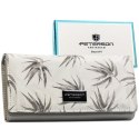 Elegancki, biały portfel damski ze skóry ekologicznej i naturalnej z systemem RFID - Peterson
