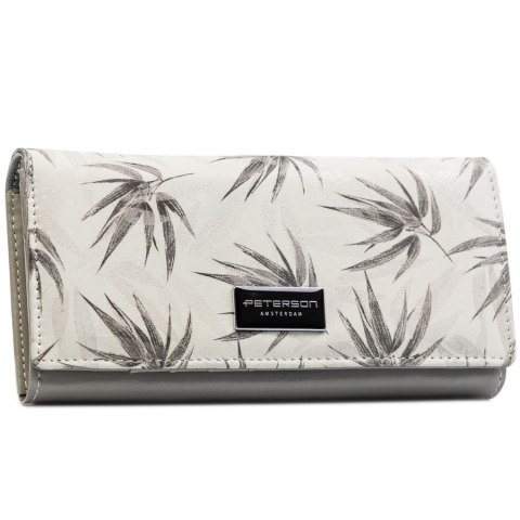 Elegancki, biały portfel damski ze skóry ekologicznej i naturalnej z systemem RFID - Peterson