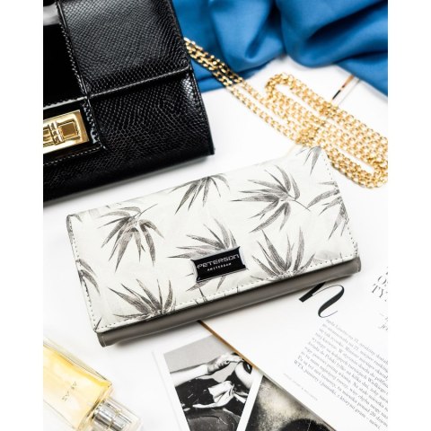 Elegancki, biały portfel damski ze skóry ekologicznej i naturalnej z systemem RFID - Peterson