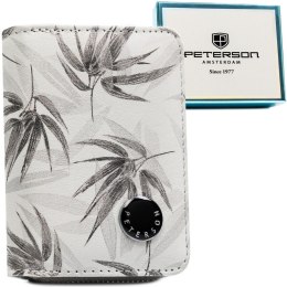 Mały, biały portfel damski ze skóry ekologicznej i naturalnej - Peterson