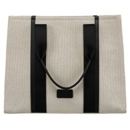 Modna shopperka damska w czarno-beżowym kolorze z regulowanym paskiem - Peterson