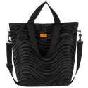 Shopper damski z poliestru w czarnym kolorze pokryty falistym wzorem - Rovicky Shopper damski z poliestru w czarnym kolorze pokryty falistym wzorem - Rovicky
