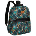 Wielokolorowy plecak damski z poliestru z modnym wzorem pawich piór - Rovicky