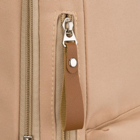 Beżowy plecak szkolny z poliestru z miejscem na laptopa, zamykany suwakiem - Peterson