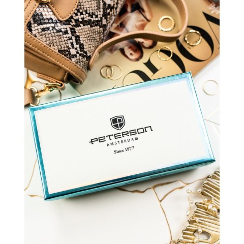 Elegancki portfel damski w kwiaty wykonany ze skóry naturalnej i ekologicznej - Peterson