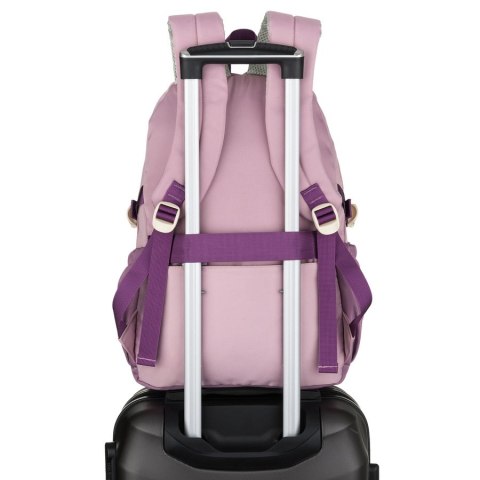 Miękki plecak szkolny z poliestru w białofioletowym kolorze, zawieszony na regulowanych szelkach - Peterson