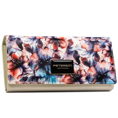 Portfel damski w kwiaty wykonany ze skóry naturalnej i ekologicznej - Peterson