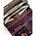Portfel damski ze skóry naturalnej i ekologicznej w fioletowym kolorze zamykany zatrzaskiem - Peterson