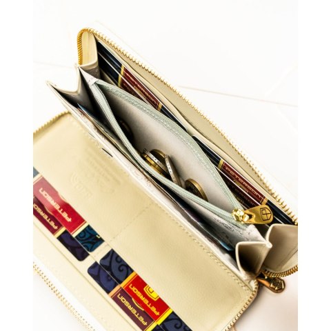 Portfel-piórnik damski w kwiaty wykonany ze skóry naturalnej i ekologicznej zamykany suwakiem - Peterson