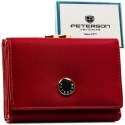 Średniej wielkości, czerwony portfel damski wykonany ze skóry naturalnej i ekologicznej - Peterson