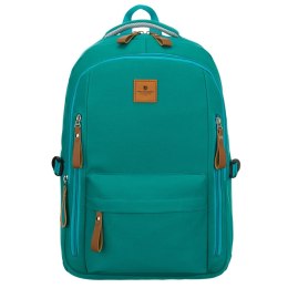 Zielony, młodzieżowy plecak szkolny z poliestru zawieszony na regulowanych szelkach - Peterson