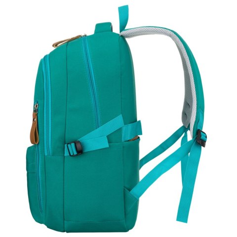 Zielony, młodzieżowy plecak szkolny z poliestru zawieszony na regulowanych szelkach - Peterson