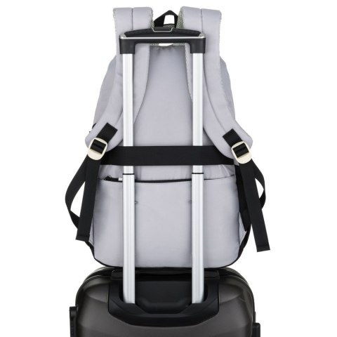 Białoczarny plecak szkolny z poliestru z poręczną dodatkową saszetką - Peterson