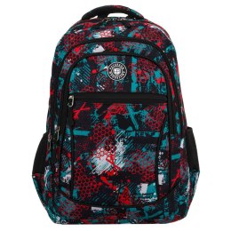 Dwukomorowy plecak szkolny odszyty z poliestru w oryginalny wzór - Peterson