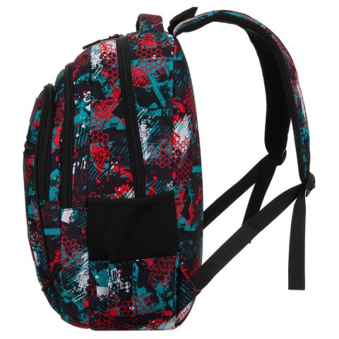 Dwukomorowy plecak szkolny odszyty z poliestru w oryginalny wzór - Peterson